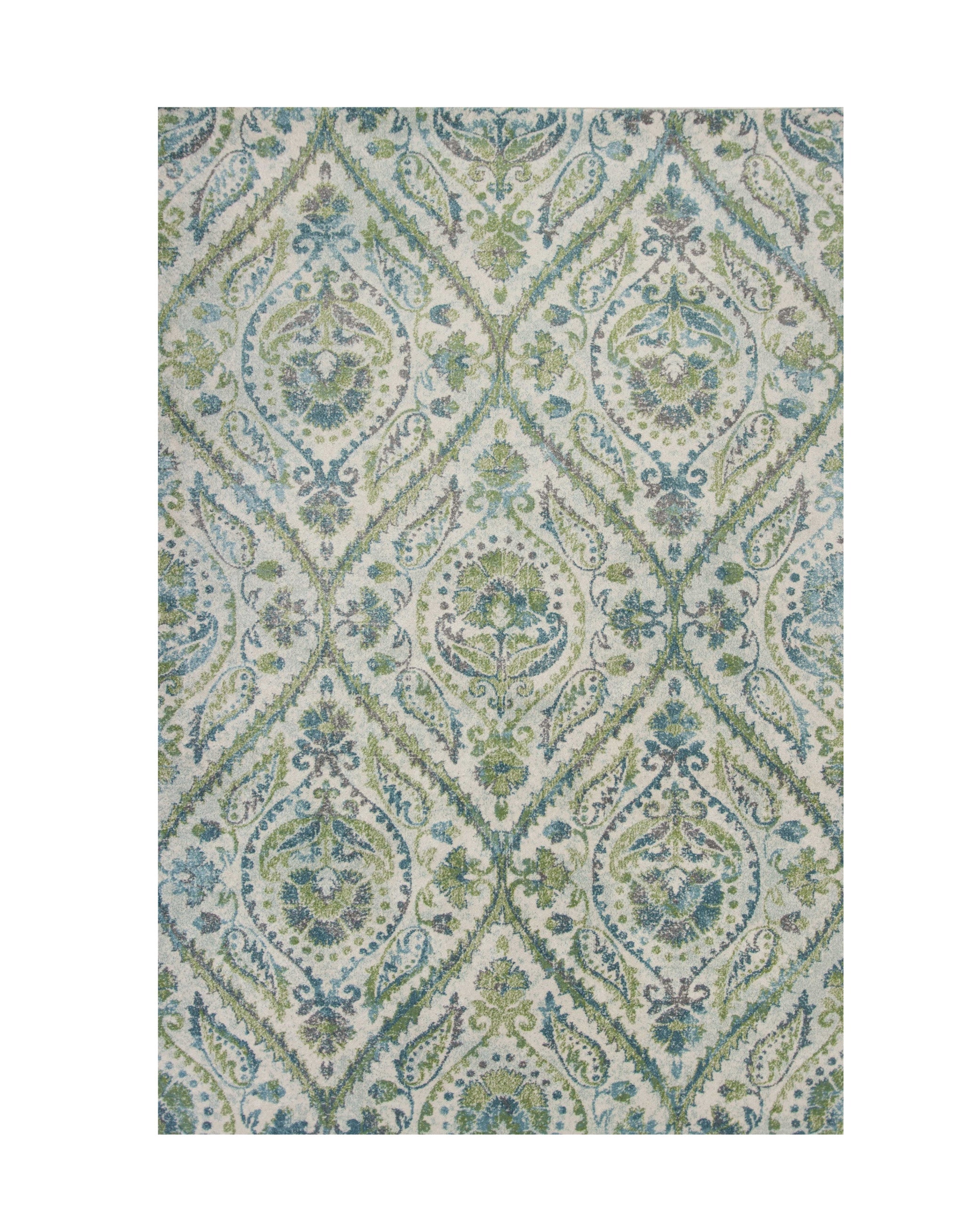 7' X 10'  Polypropylene Ivory Or Teal Area Rug