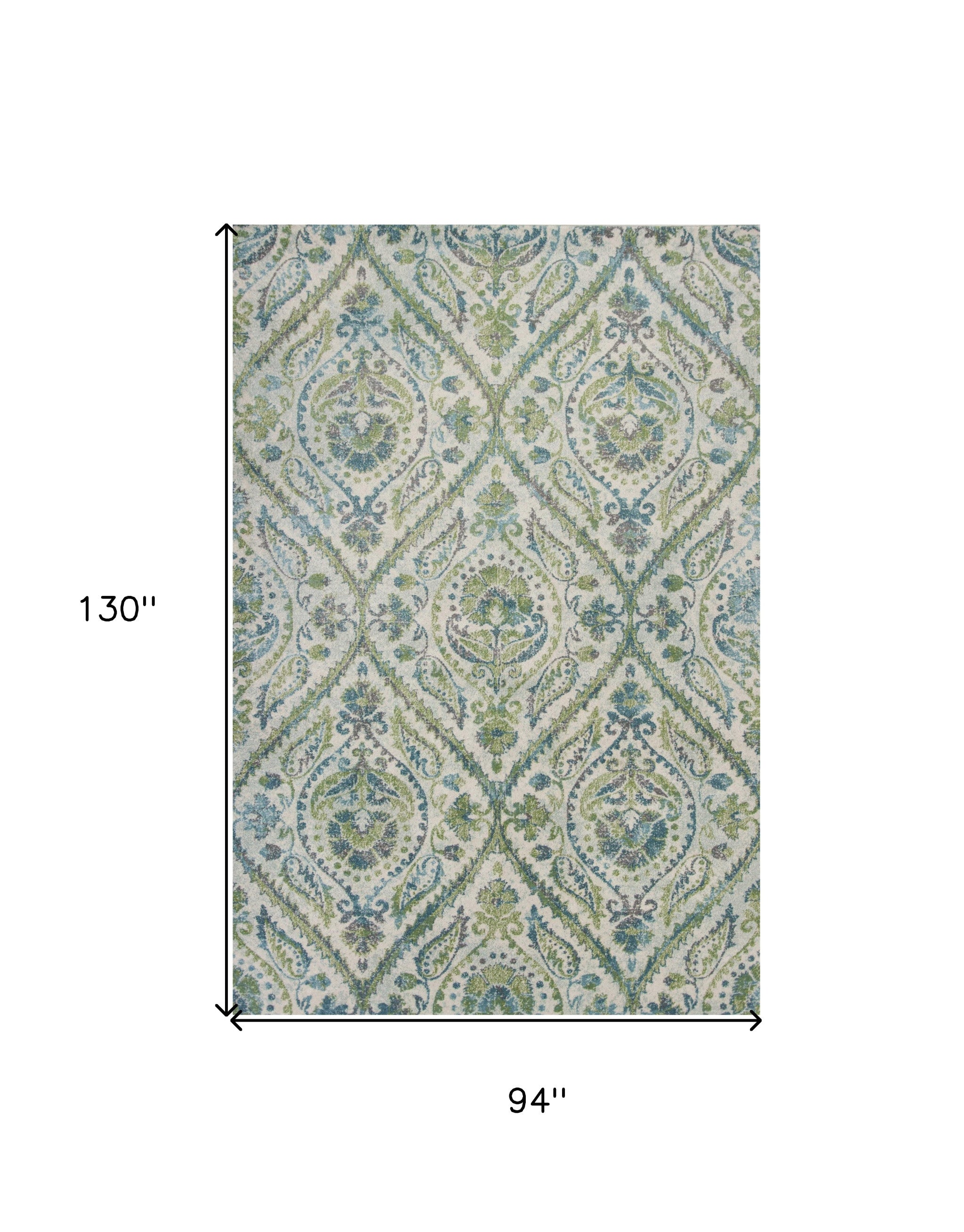 7' X 10'  Polypropylene Ivory Or Teal Area Rug