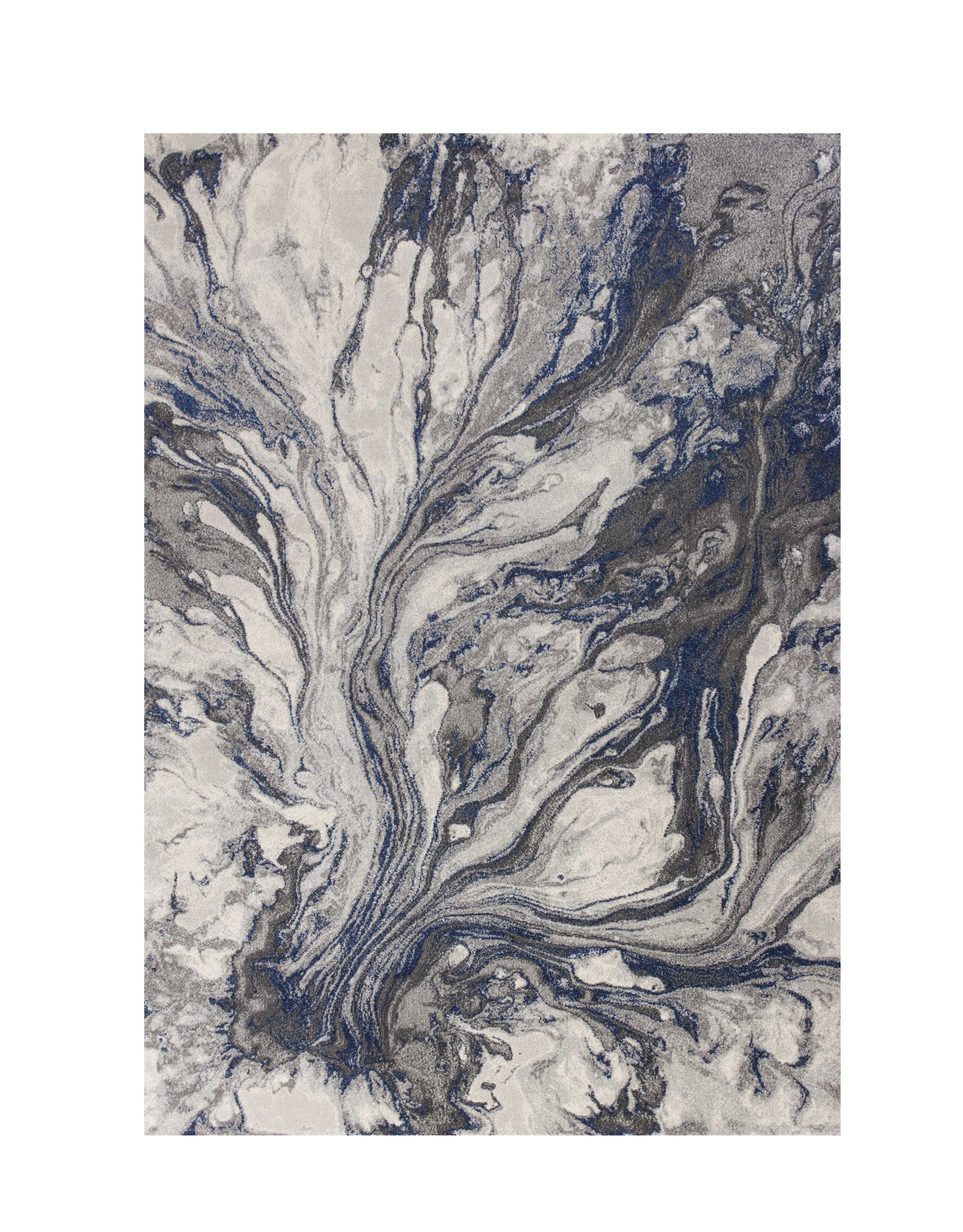 8'X11' Grey Machine Woven Abstract Watercolor Indoor Area Rug