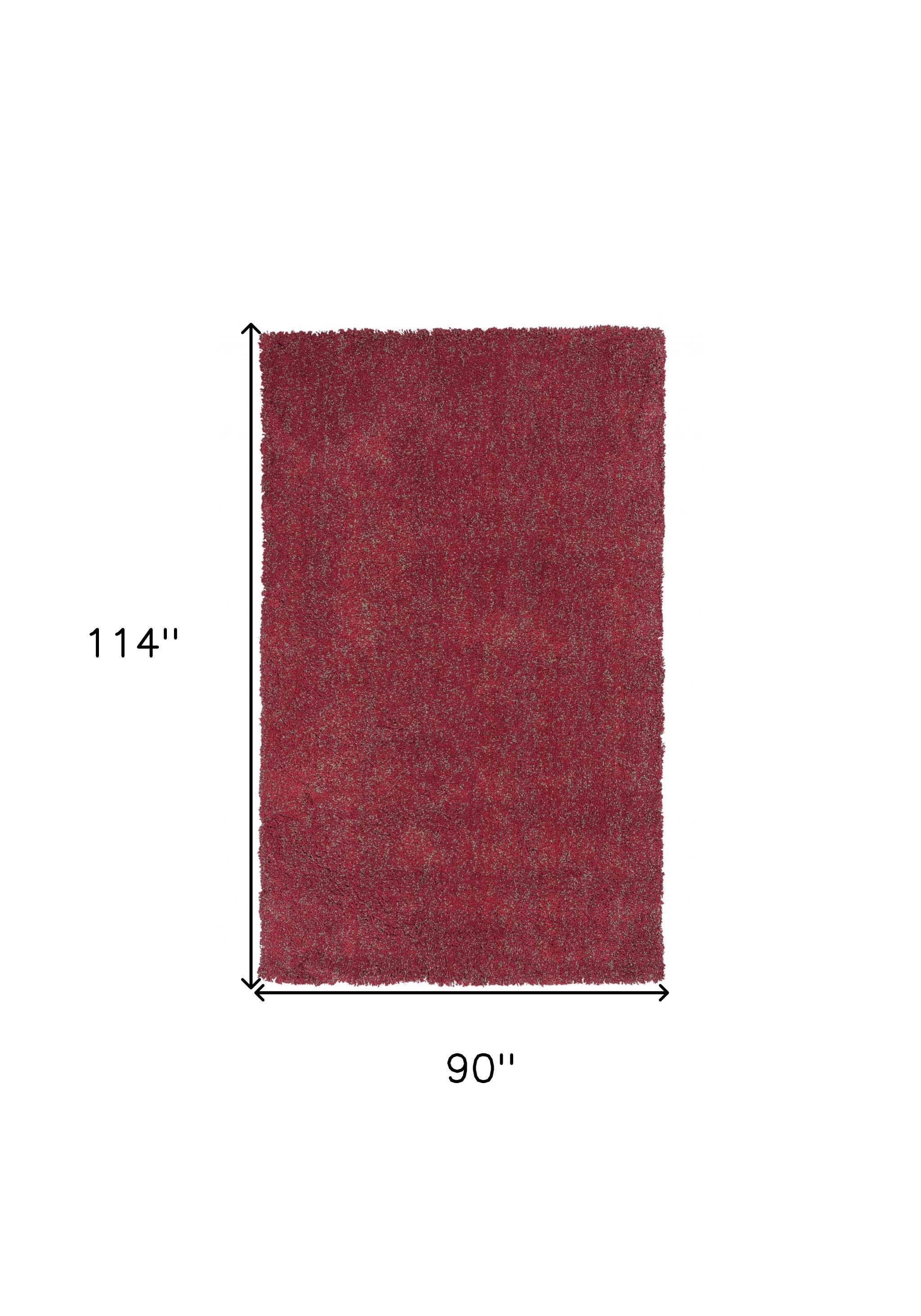 5' X 7' Red Heather Plain Indoor Area Rug