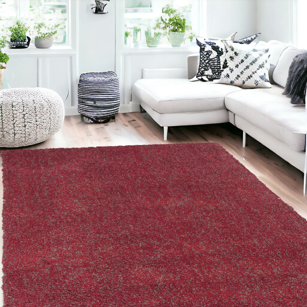 5' X 7' Red Heather Plain Indoor Area Rug