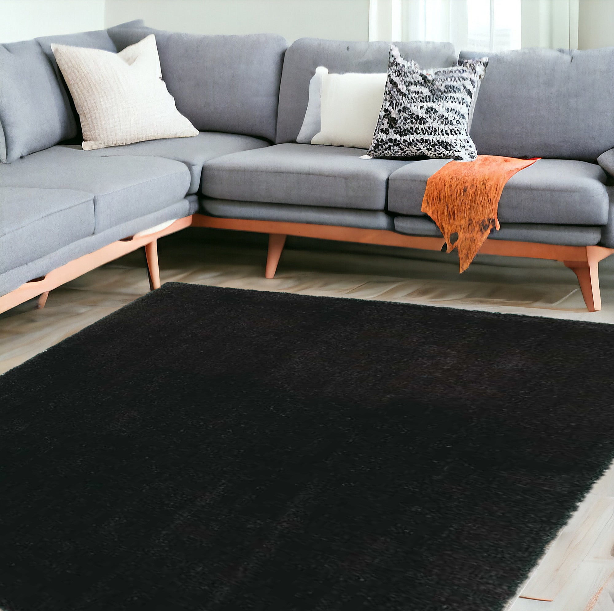 8' X 11' Espresso Brown Shag Area Rug