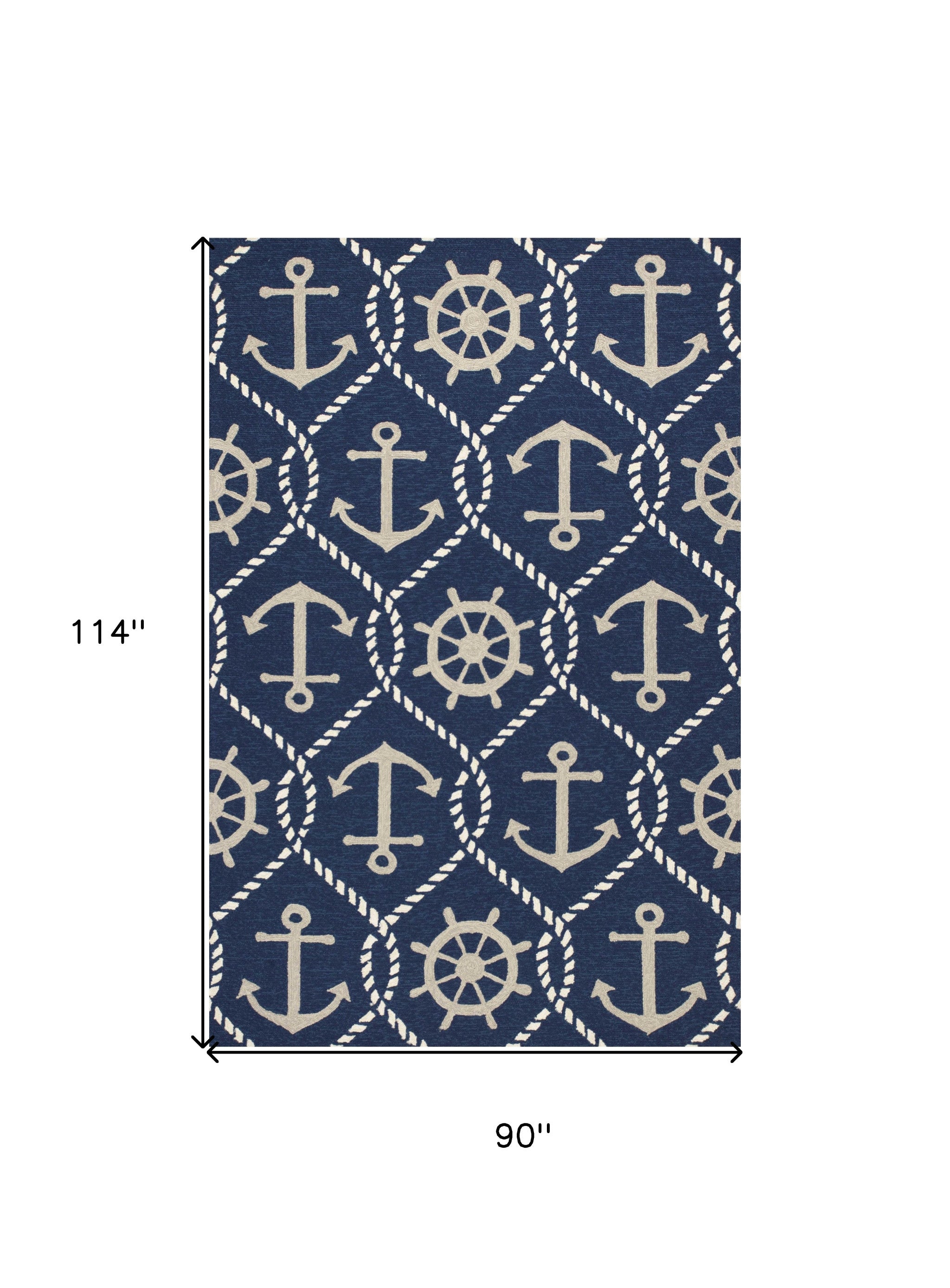 7' X 9'  Uv Treated Polypropylene Navy Area Rug