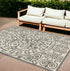 8' Ivory Grey Hand Woven Uv Treated Greek Key Medallion Round Indoor Outdoor Area Rug