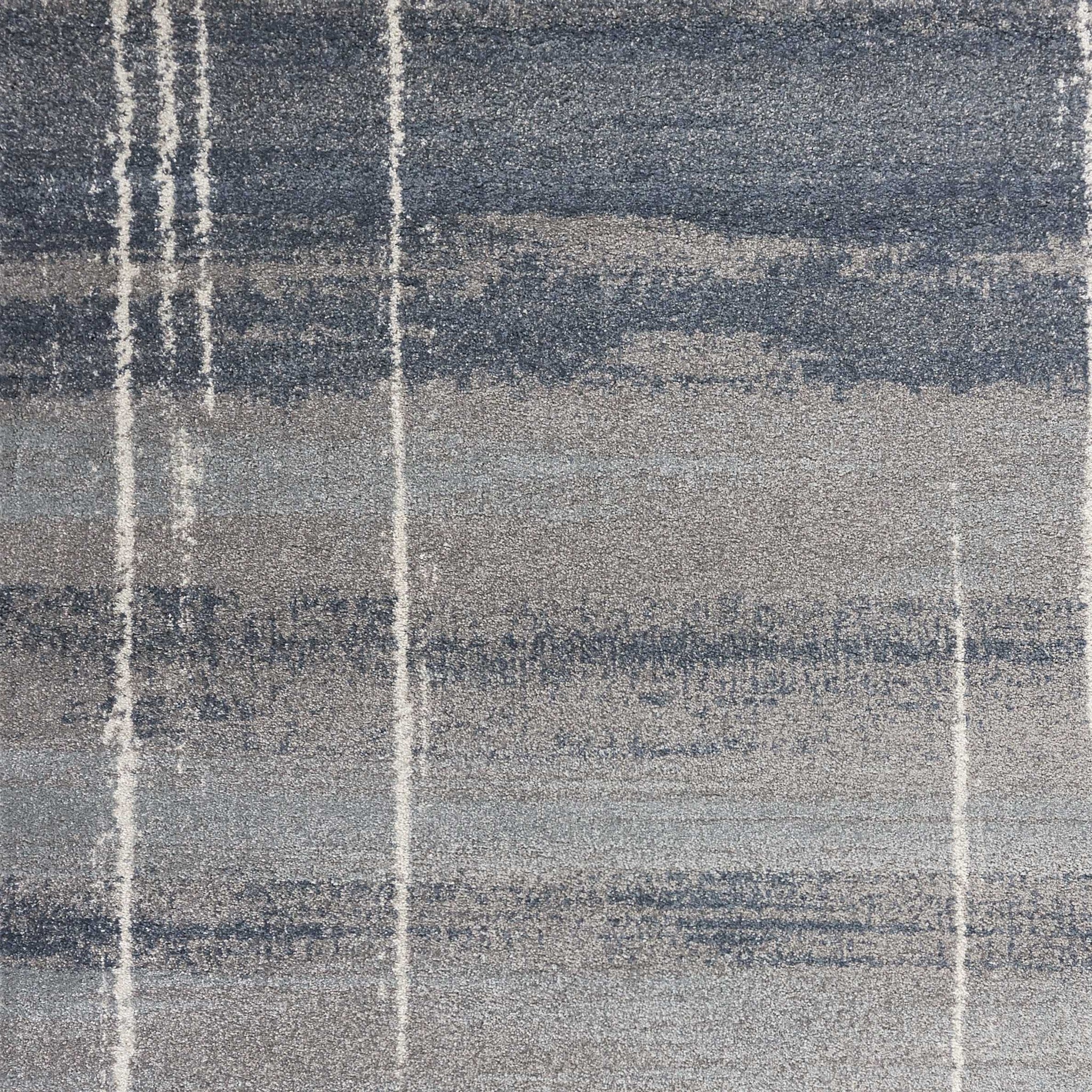 5'X8' Blue Grey Machine Woven Abstract Indoor Area Rug