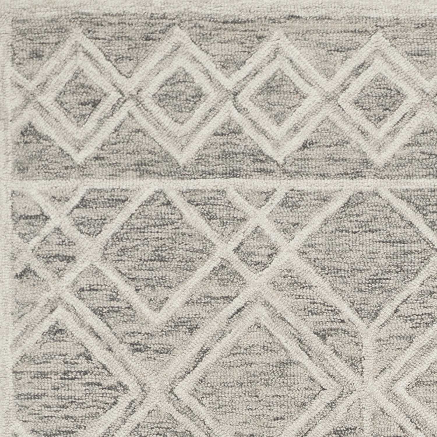 9'X12' Sand Beige Hand Tufted Diamond Pattern Indoor Area Rug