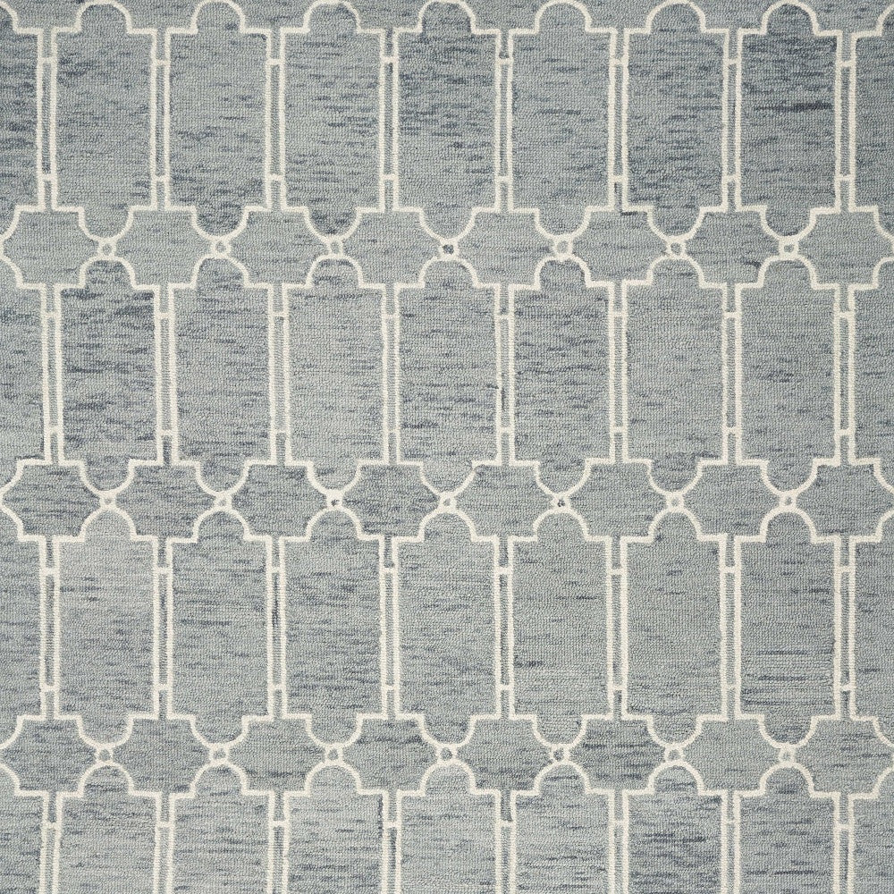 8'X10' Slate Blue Hand Tufted Geometric Indoor Area Rug