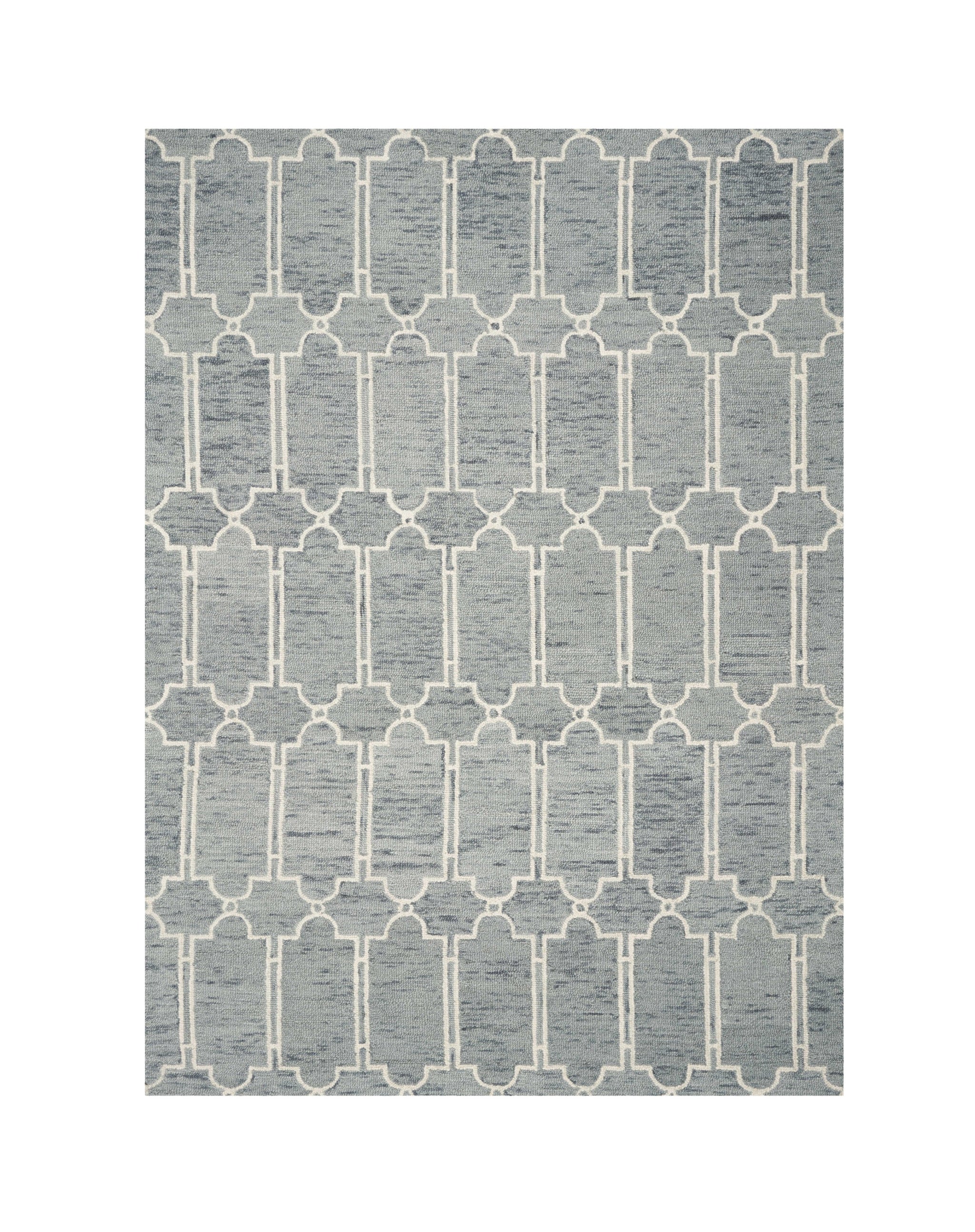 8'X10' Slate Blue Hand Tufted Geometric Indoor Area Rug