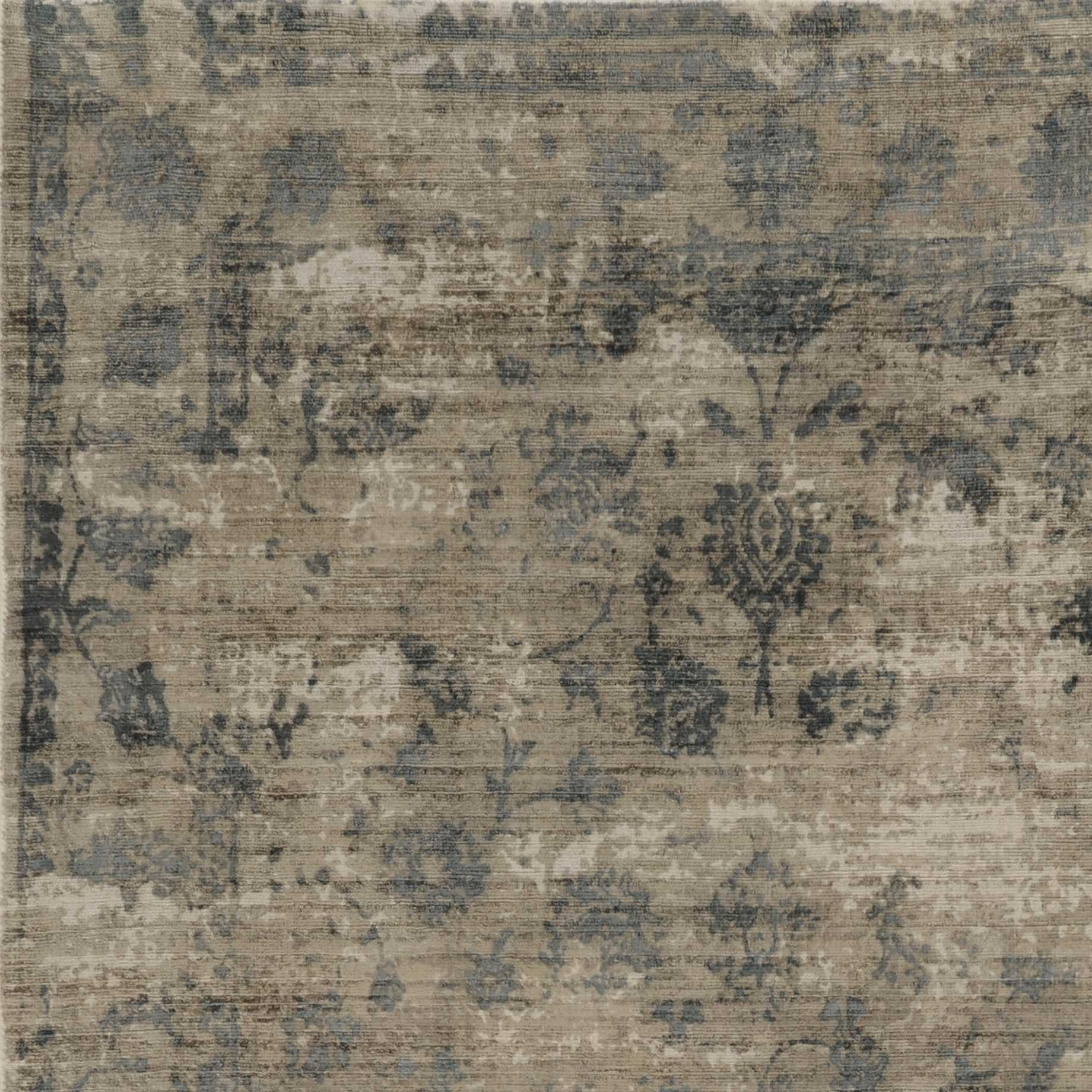 9'X12' Sand Blue Hand Loomed Traditional Floral Indoor Area Rug