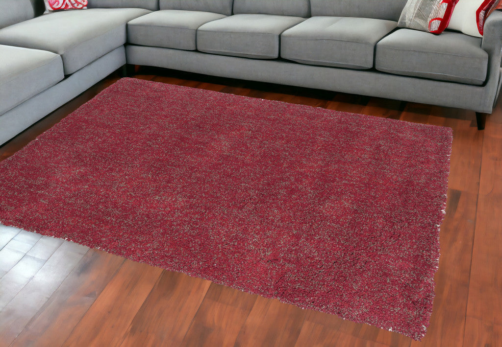 5' X 7' Red Heather Plain Indoor Area Rug