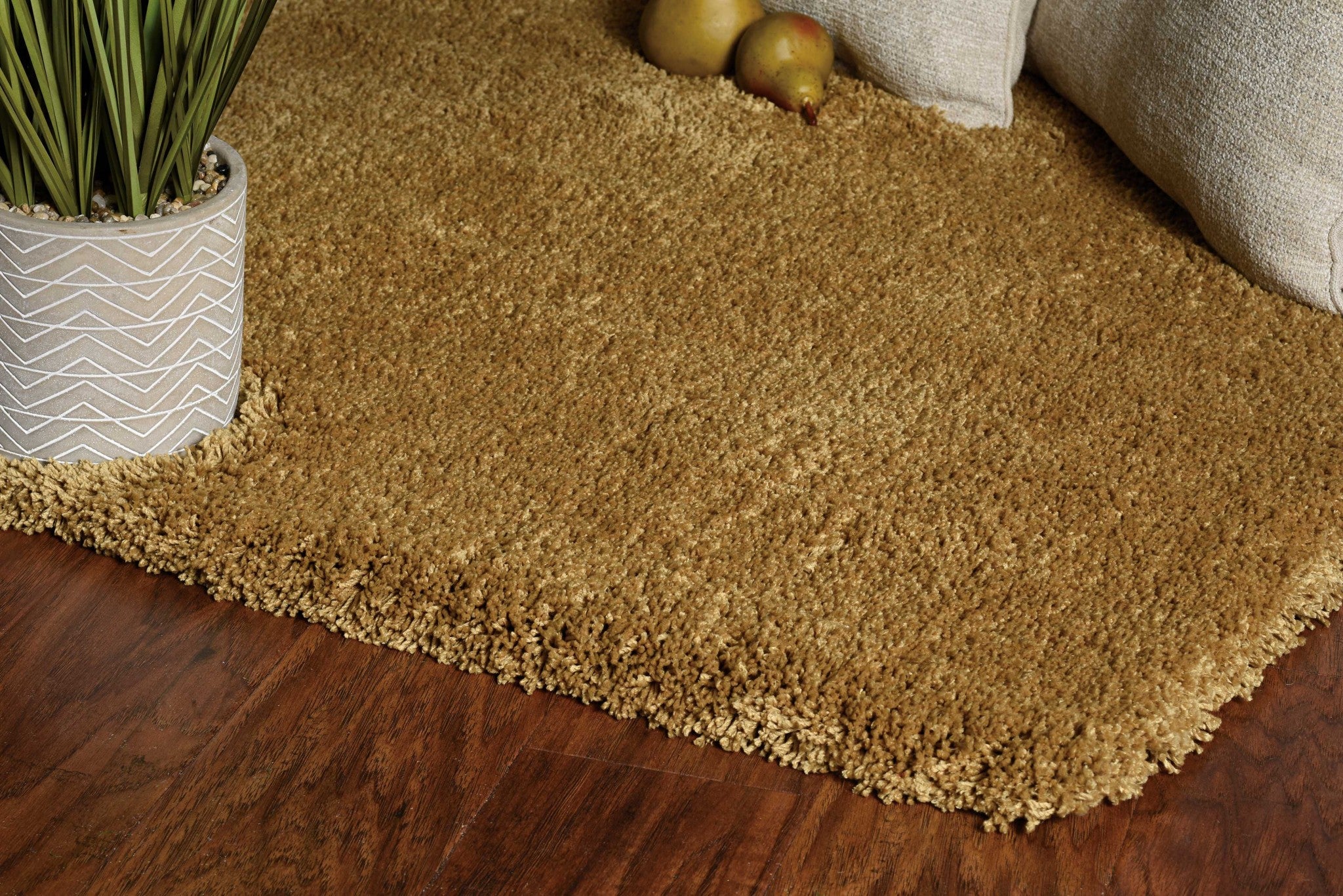 5' X 7' Gold Plain Indoor Area Rug