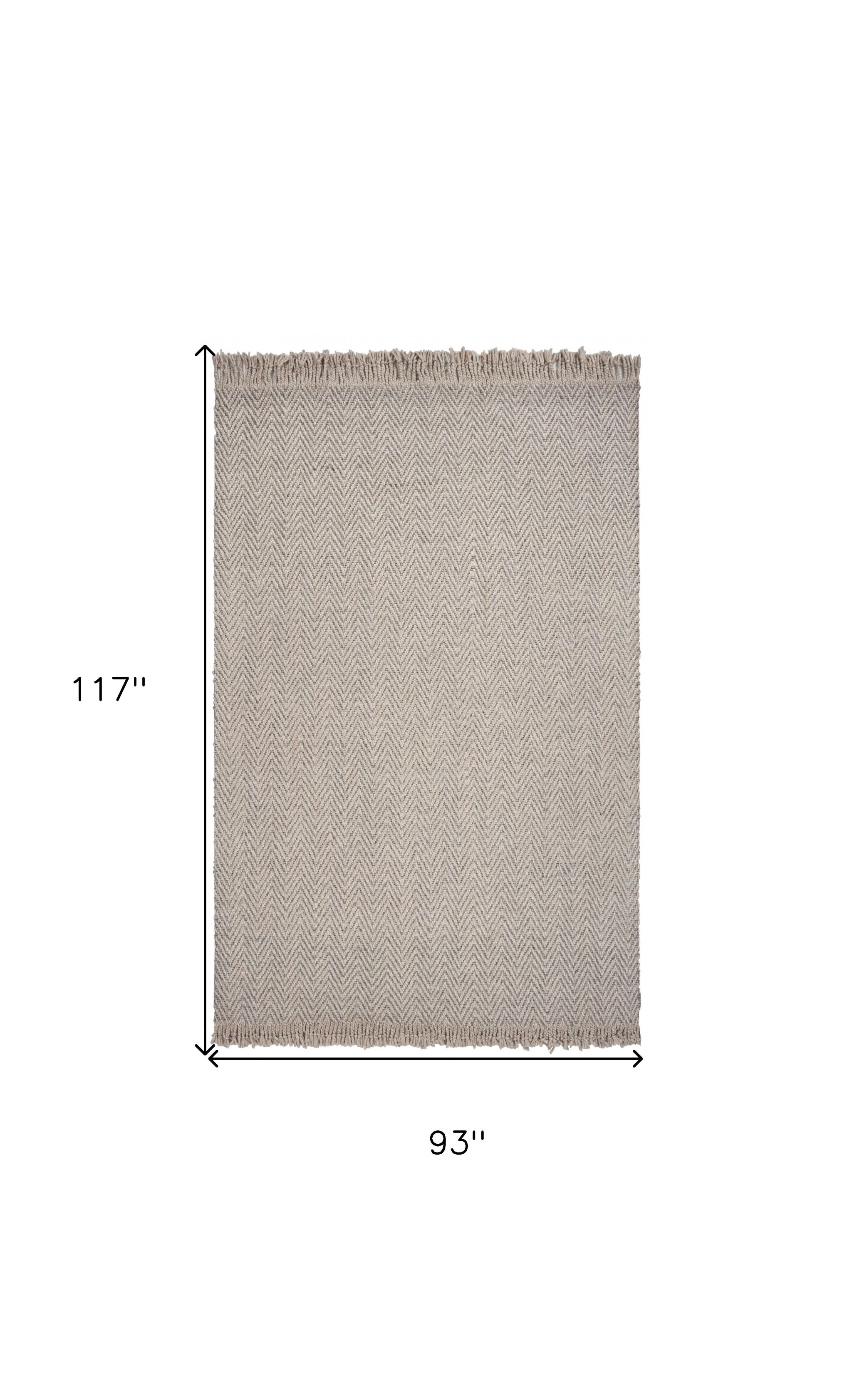 5'X8' Oatmeal Beige Hand Woven Houndstooth Indoor Area Rug