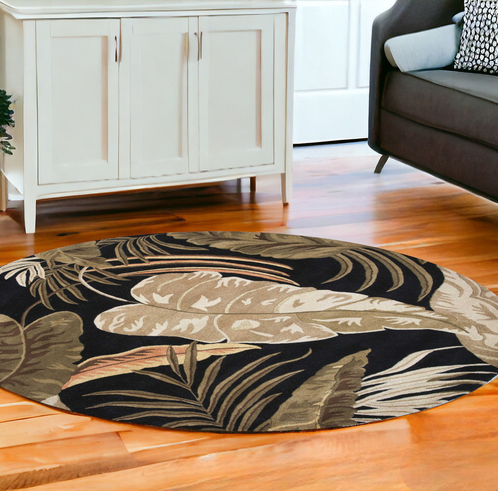 2' X 8' Midnight Leaves Wool Runner Rug