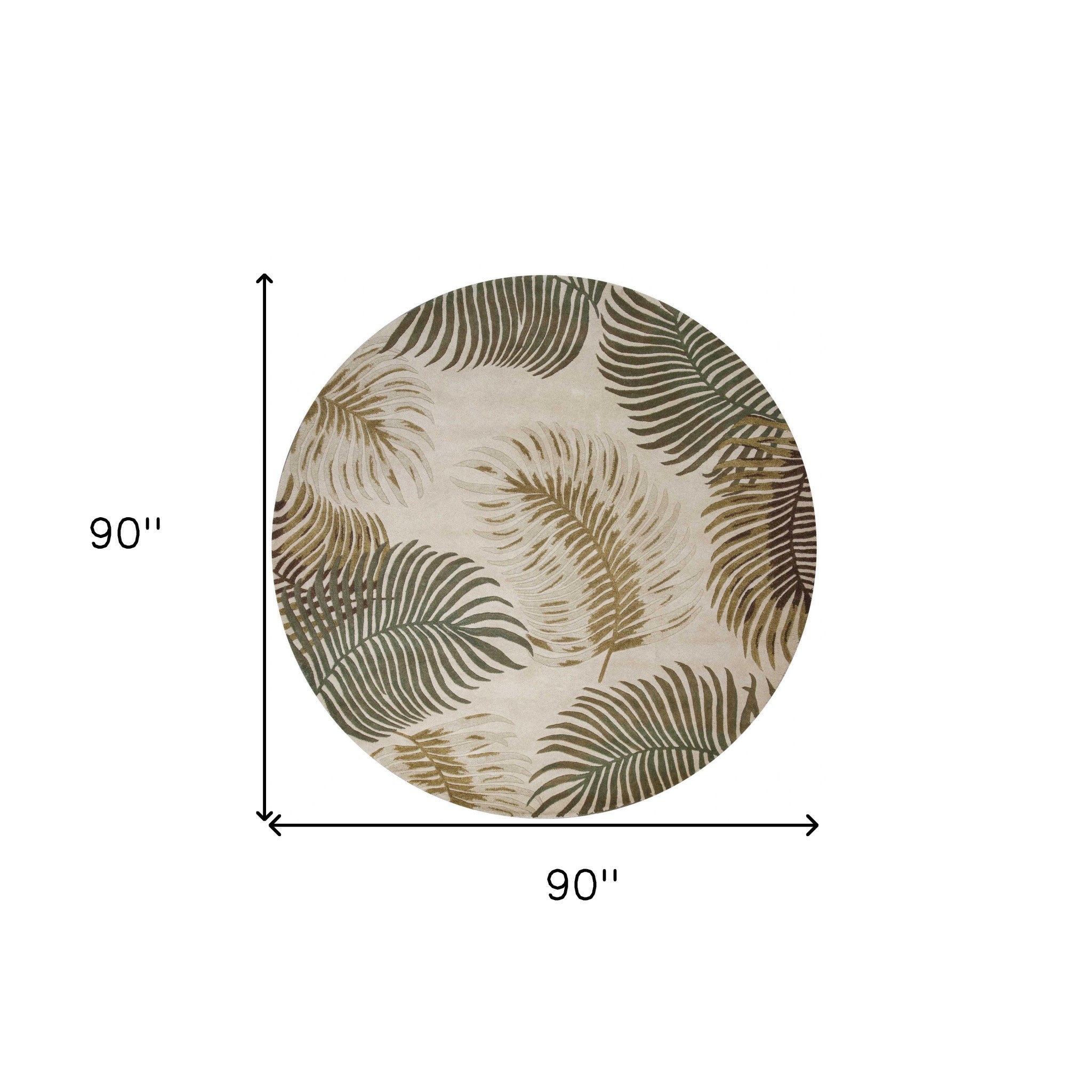 5'X8' Natural Beige Hand Tufted Tropical Leaves Indoor Area Rug