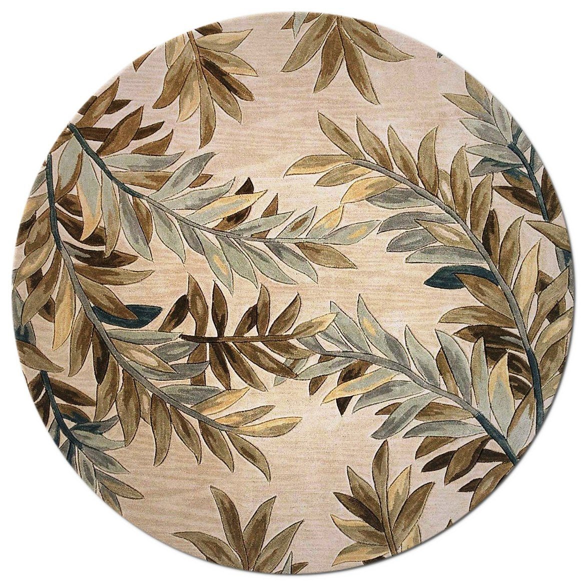 5'X8' Ivory Hand Tufted Pinnate Fronds Indoor Area Rug