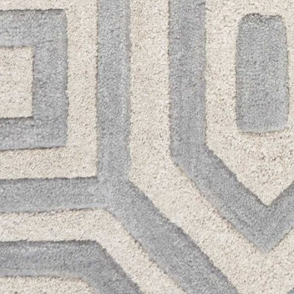 3'X5' Grey Hand Tufted Geometric Indoor Area Rug