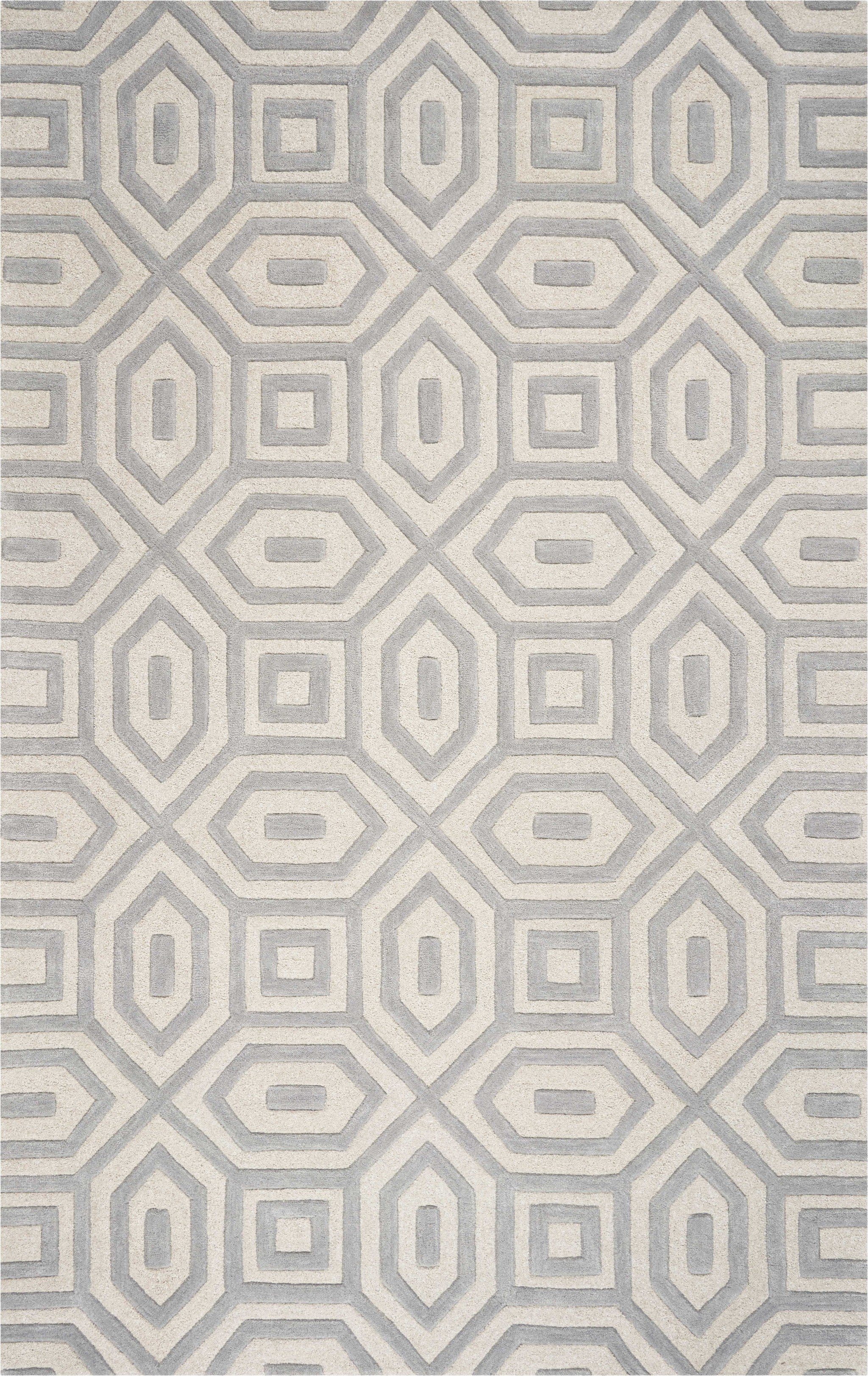 3'X5' Grey Hand Tufted Geometric Indoor Area Rug