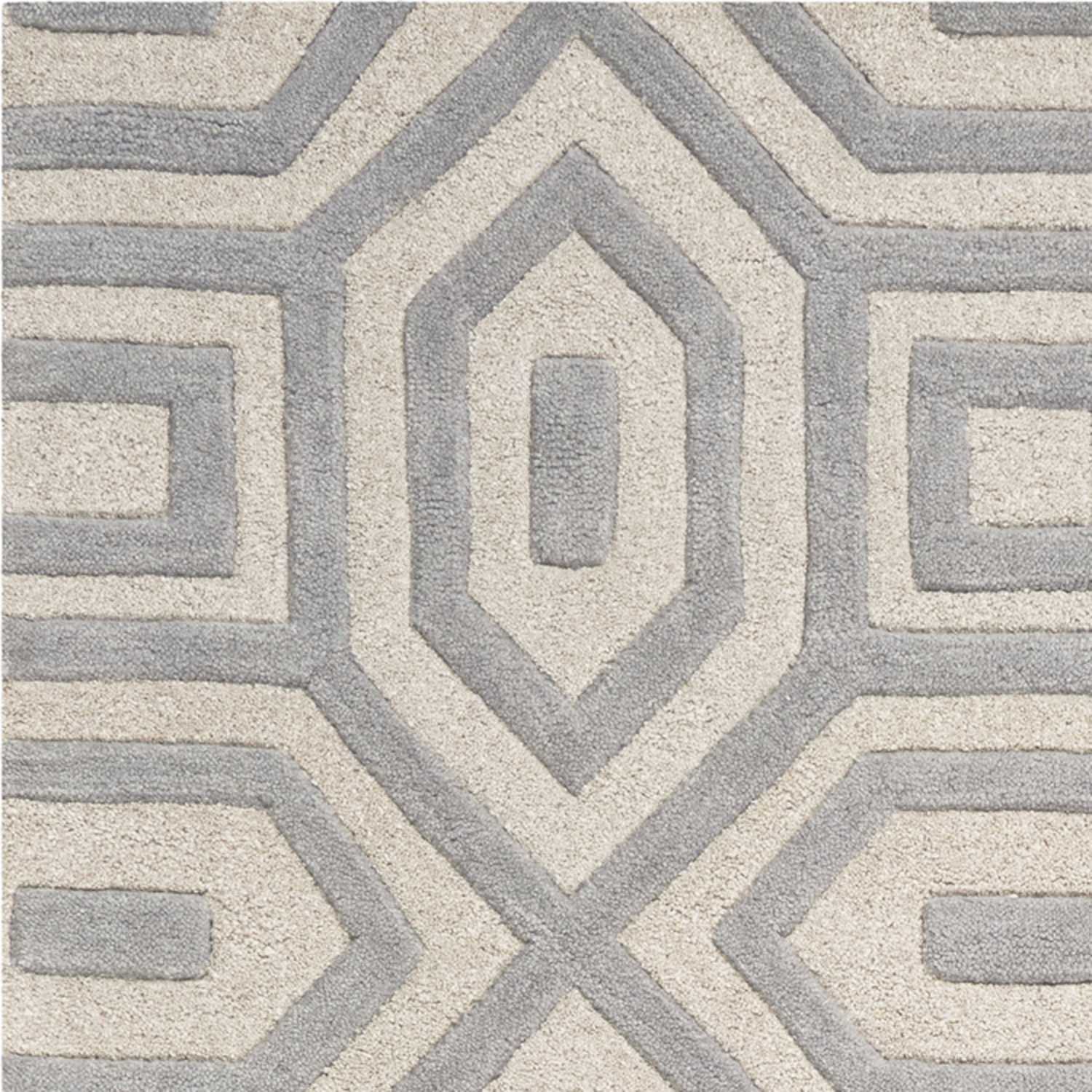 3'X5' Grey Hand Tufted Geometric Indoor Area Rug