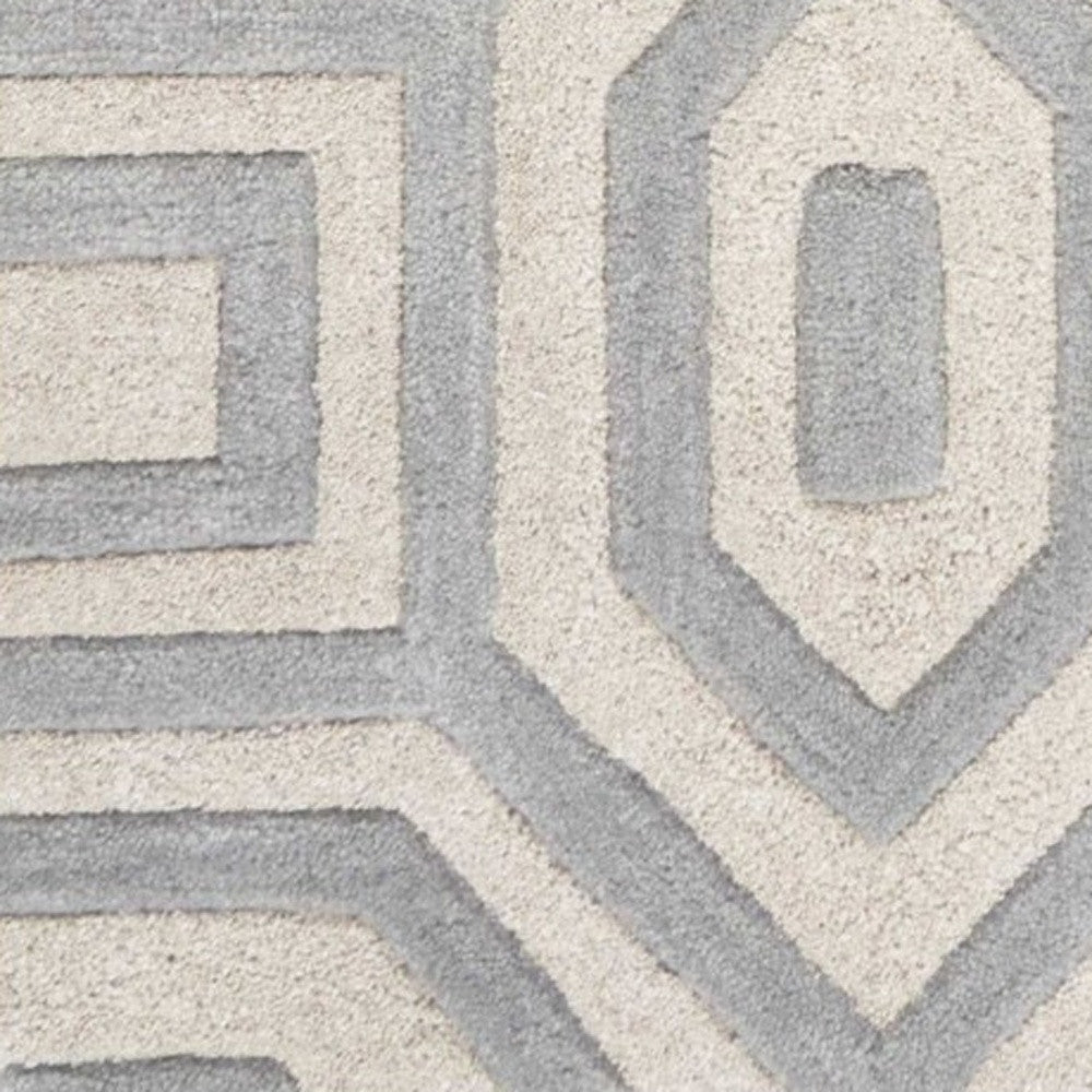 3'X5' Grey Hand Tufted Geometric Indoor Area Rug