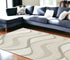 2' X 7' Ivory Abstract Waves Wool Runner Rug