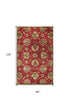 2' X 7' Red Floral Vines Bordered Wool Runner Rug