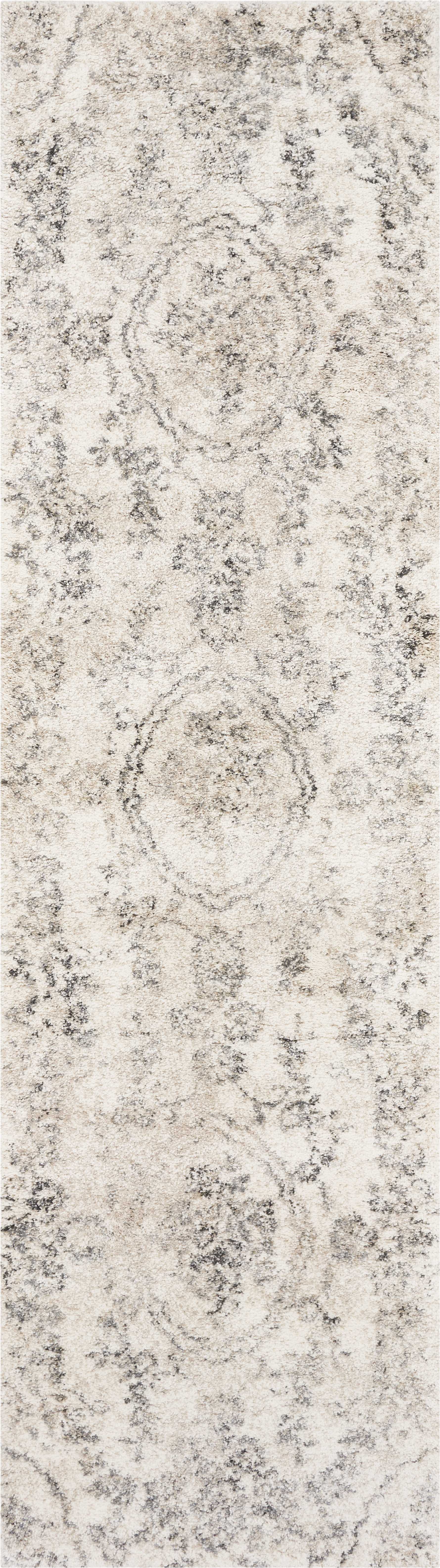 8'X10' Grey Machine Woven Distressed Floral Traditional Indoor Area Rug