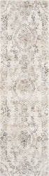 8'X10' Grey Machine Woven Distressed Floral Traditional Indoor Area Rug