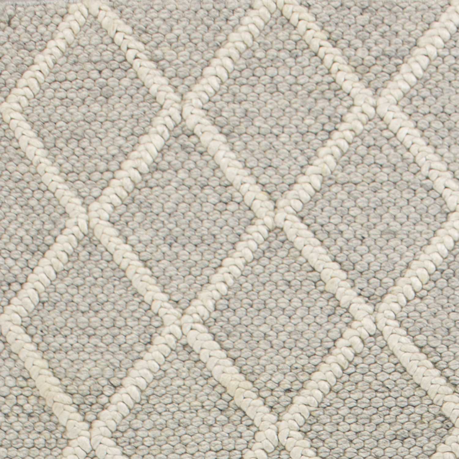 3' X 5' Grey Braided Diamonds Wool Indoor Area Rug