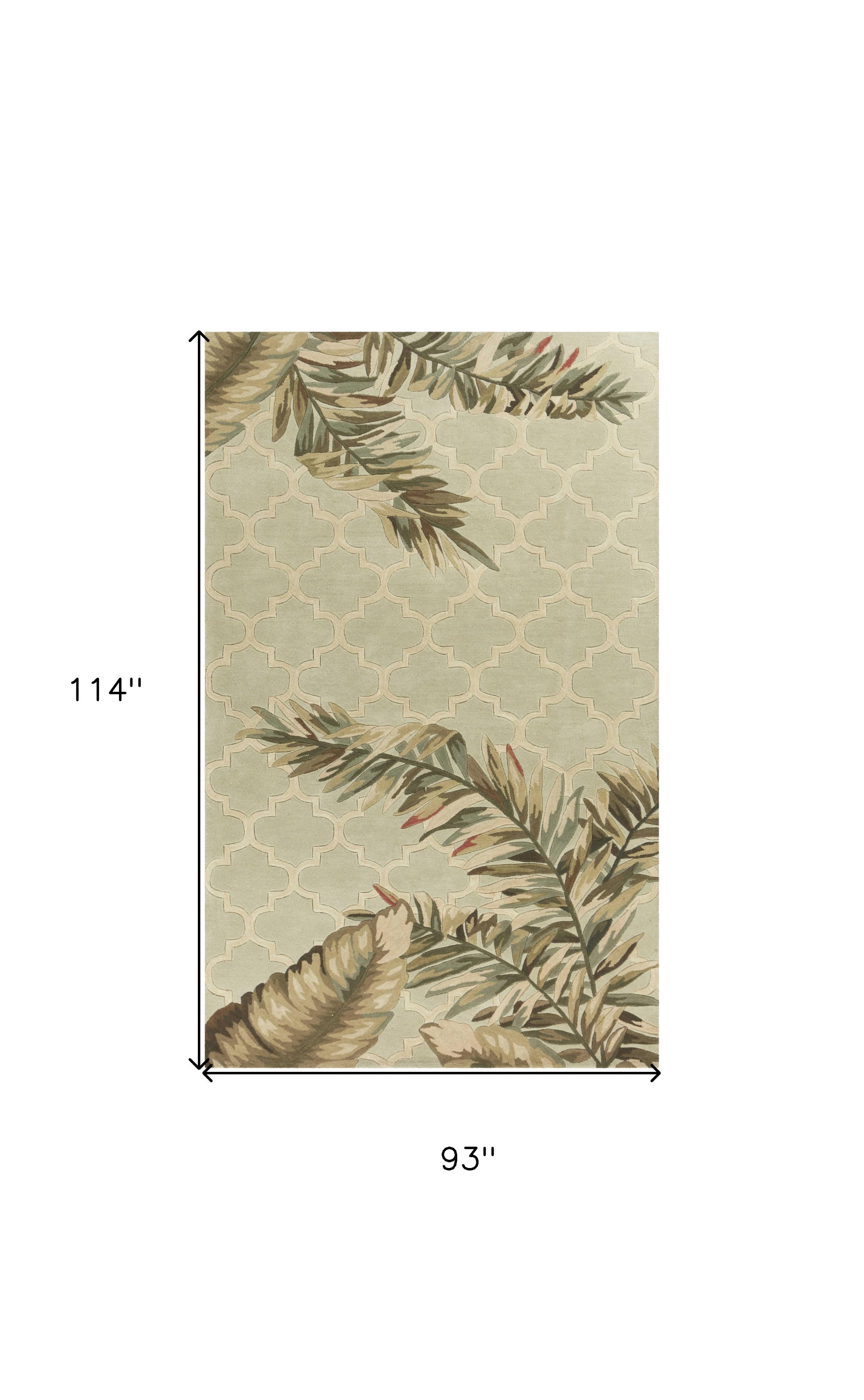 4'X6' Sage Green Hand Tufted Tropical Quatrefoil Indoor Area Rug