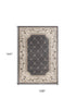 8' Grey Ivory Bordered Floral Indoor Runner Rug