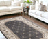 8' Grey Ivory Bordered Floral Indoor Runner Rug