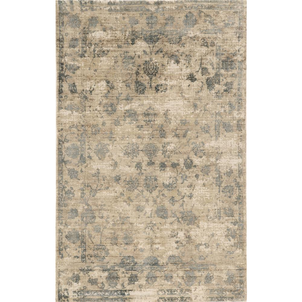 9'X12' Sand Blue Hand Loomed Traditional Floral Indoor Area Rug