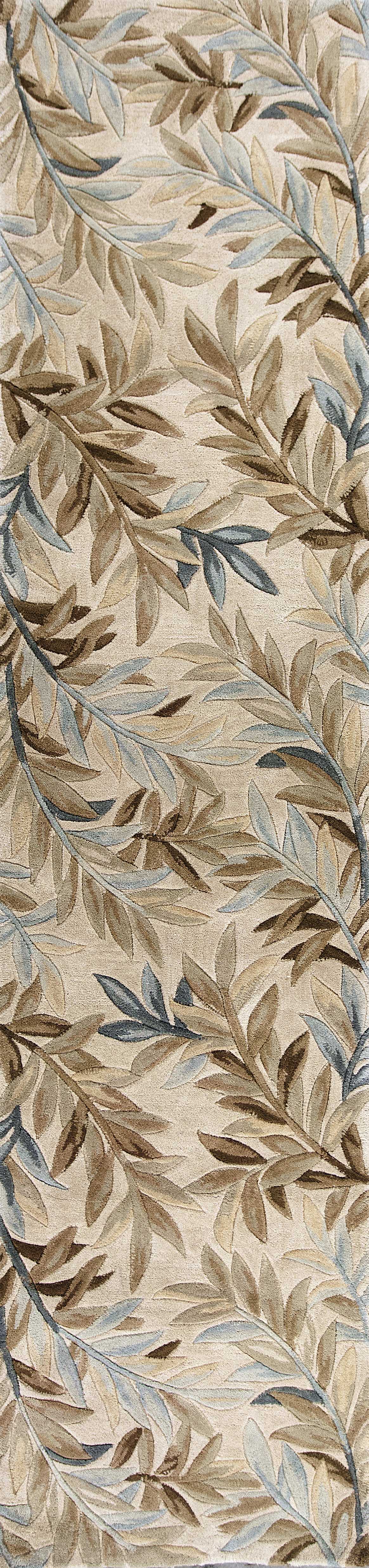 5'X8' Ivory Hand Tufted Pinnate Fronds Indoor Area Rug