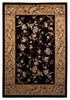 Black And Beige Octagon Floral Vines Area Rug