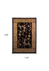 Black And Beige Octagon Floral Vines Area Rug