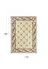 5'X8' Ivory Machine Woven Hand Carved Fleur De Lis Indoor Area Rug