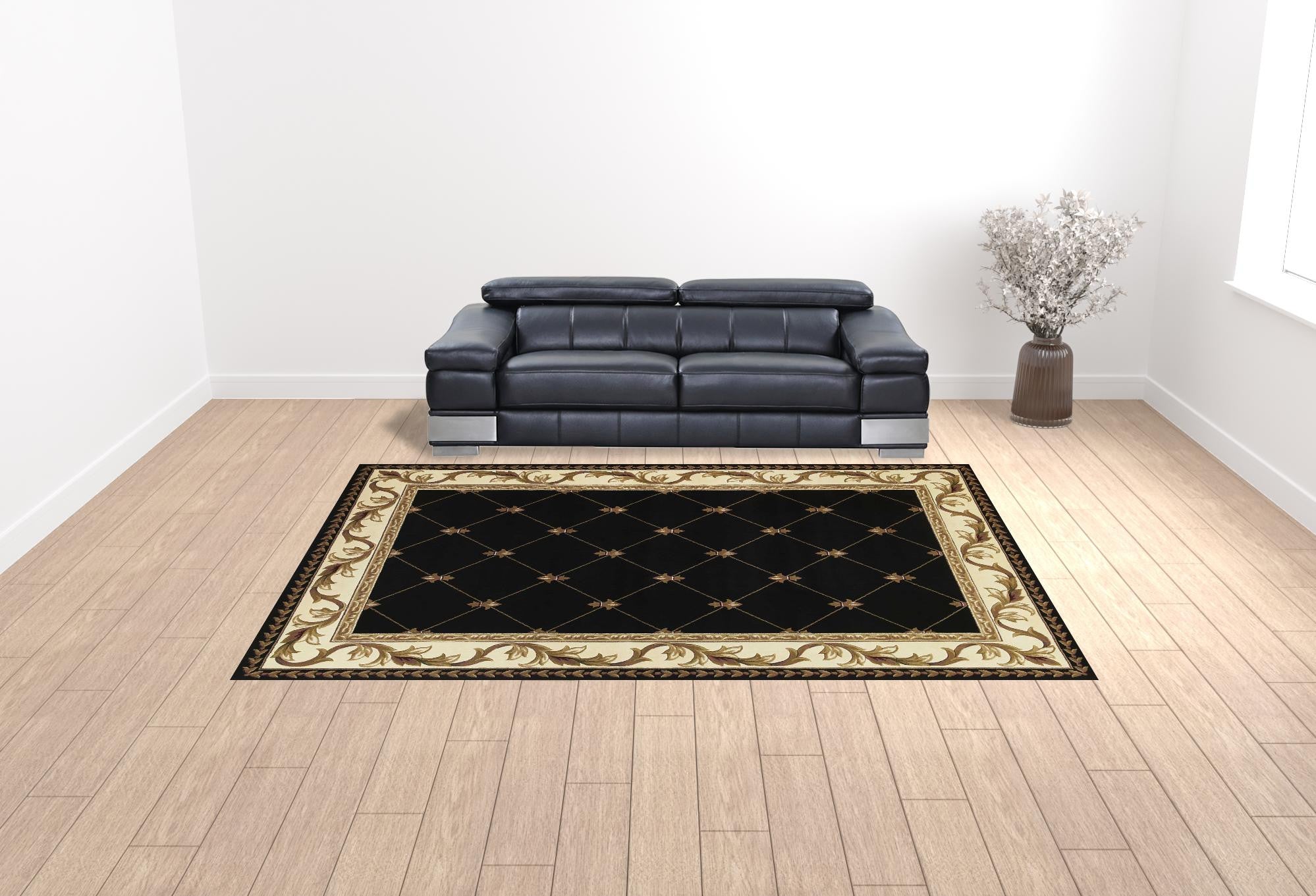 7' X 10'  Polypropylene Black Area Rug