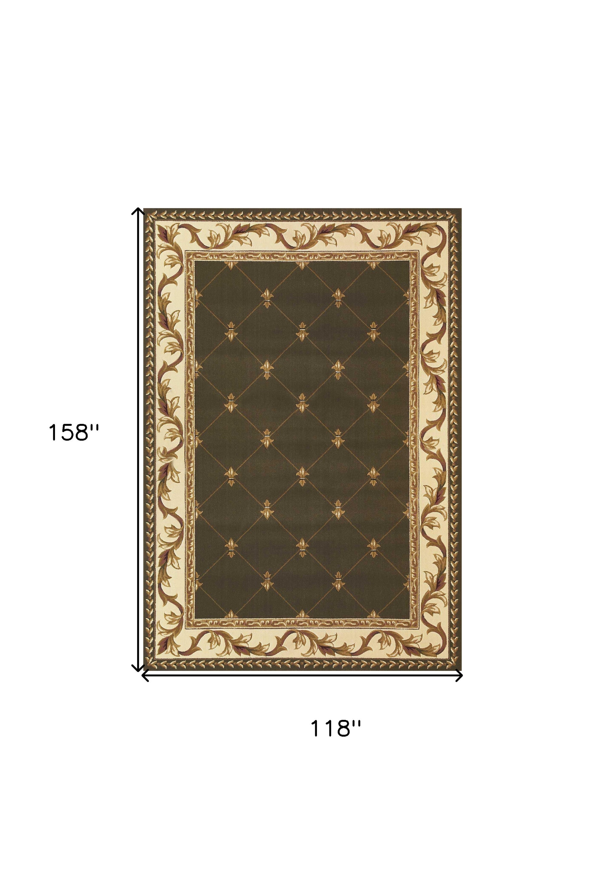 2' x 3' Green and Ivory Trellis Area Rug