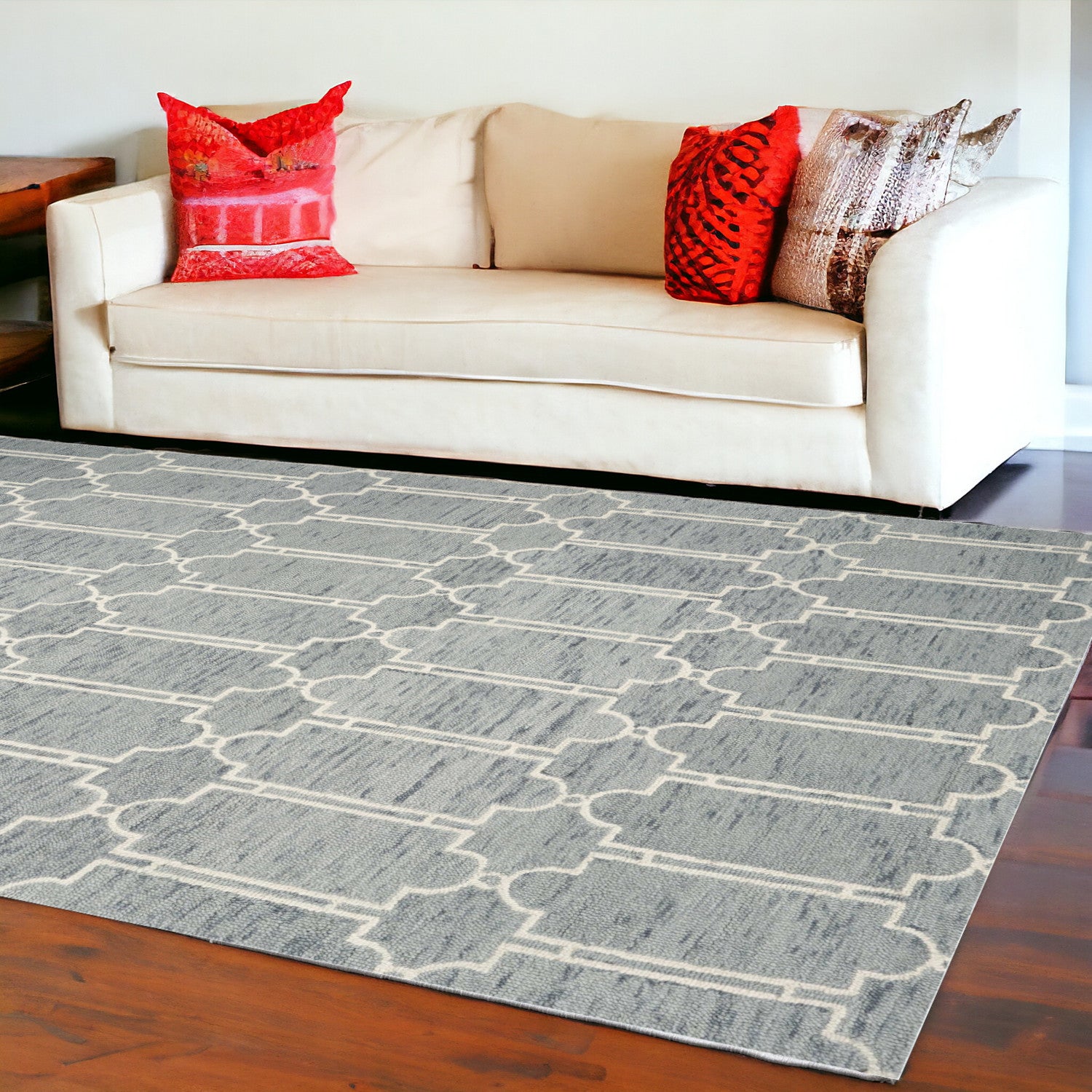 8'X10' Slate Blue Hand Tufted Geometric Indoor Area Rug