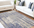 5'X7' Grey Blue Hand Loomed Abstract Brushstroke Indoor Area Rug