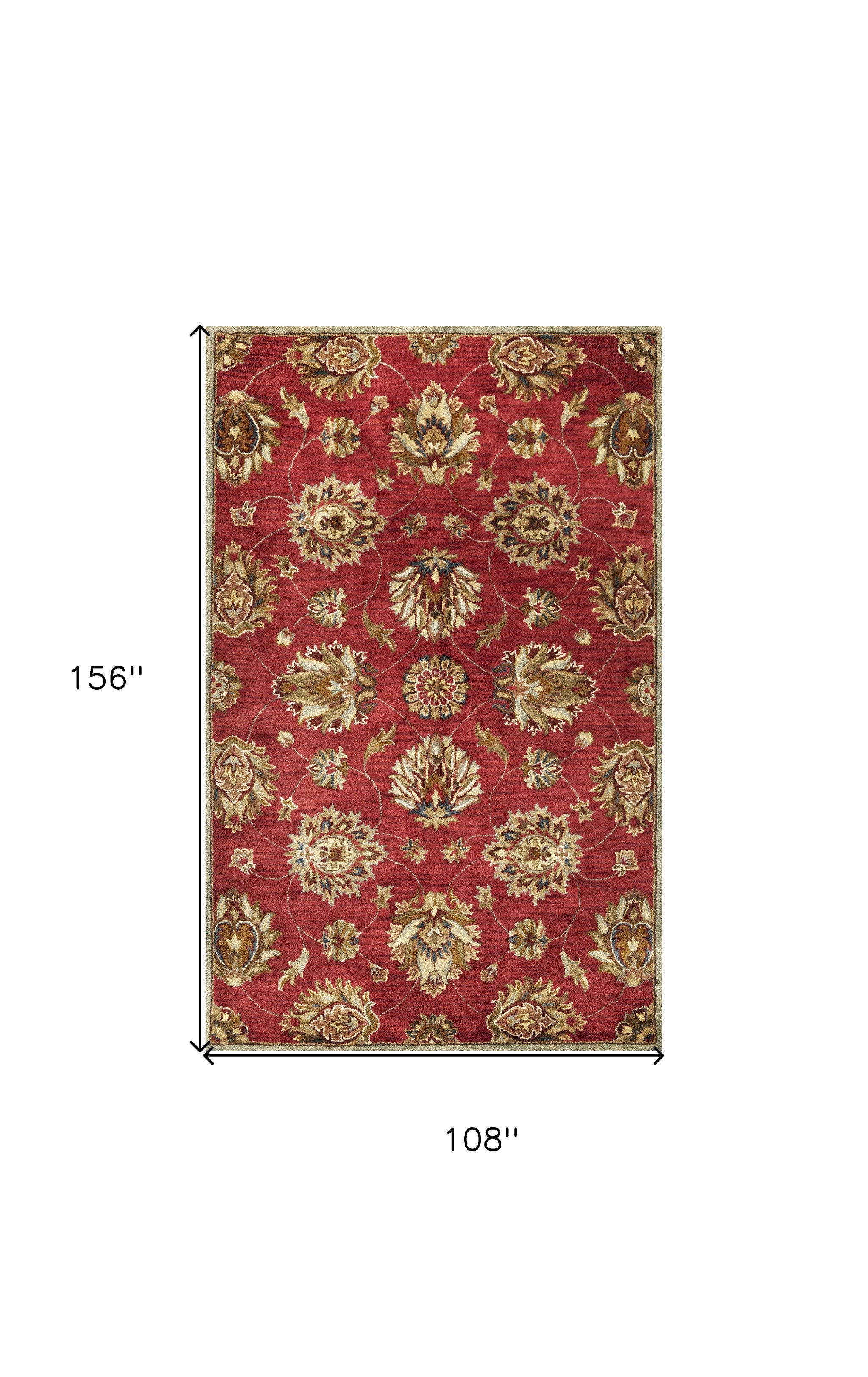 8' X 10' 6 Wool Red Area Rug