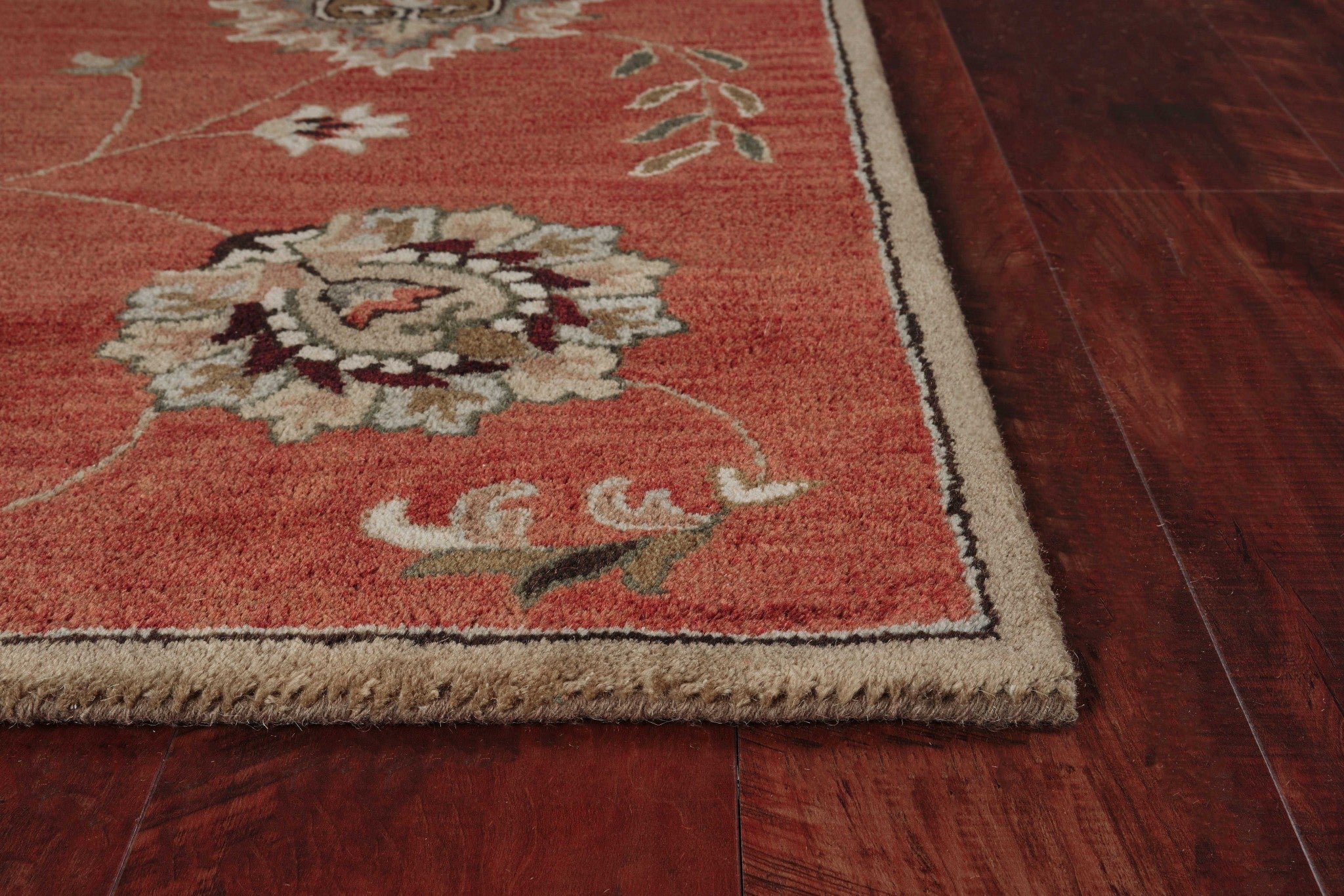 3'X5' Sienna Orange Hand Tufted Wool Traditional Floral Indoor Area Rug