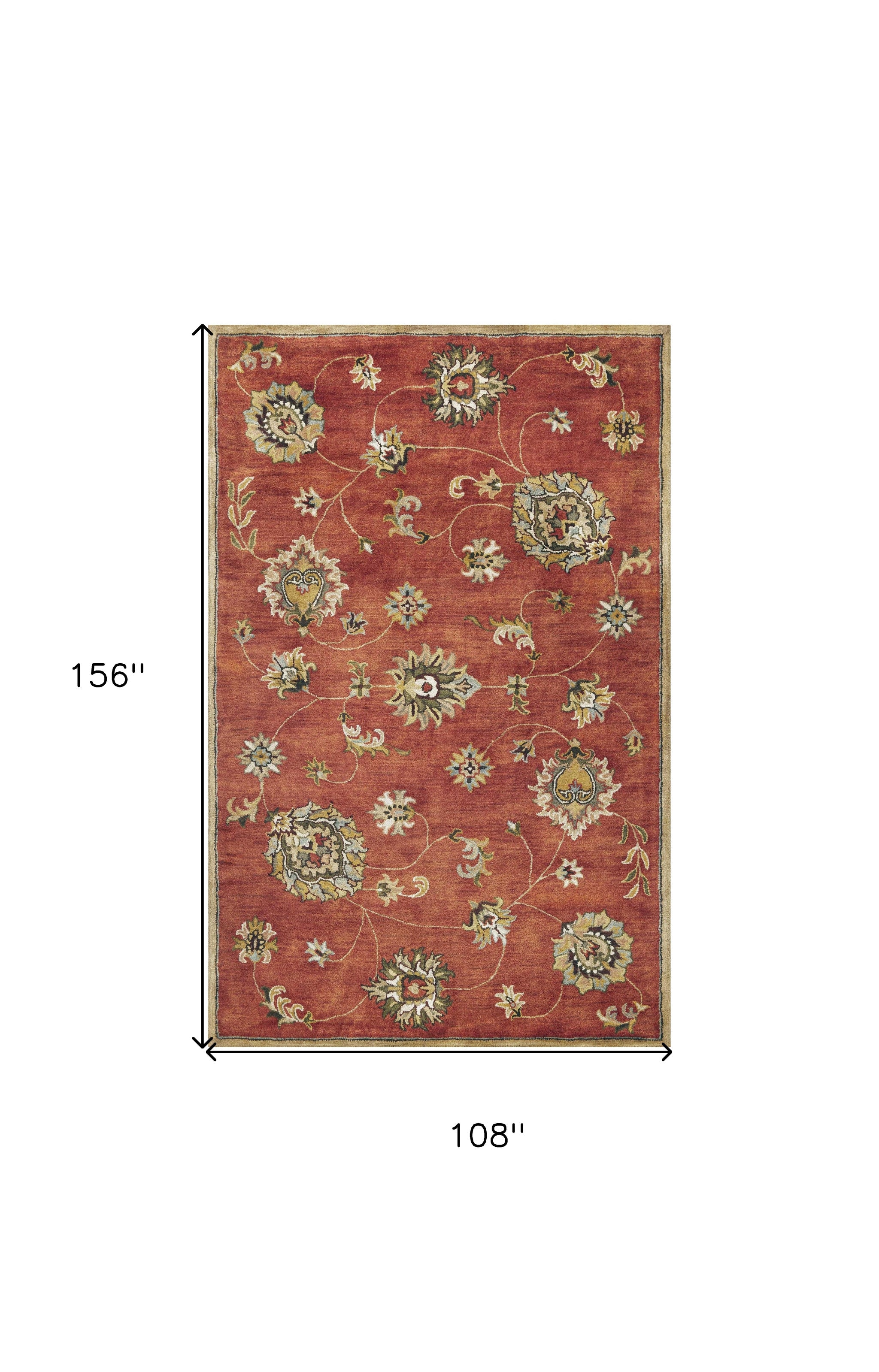 9' X 13' Sienna Orange Wool Handmade Area Rug