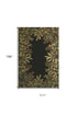 9' X 13' Green and Black Wool Tropical Floral Hand Tufted Area Rug