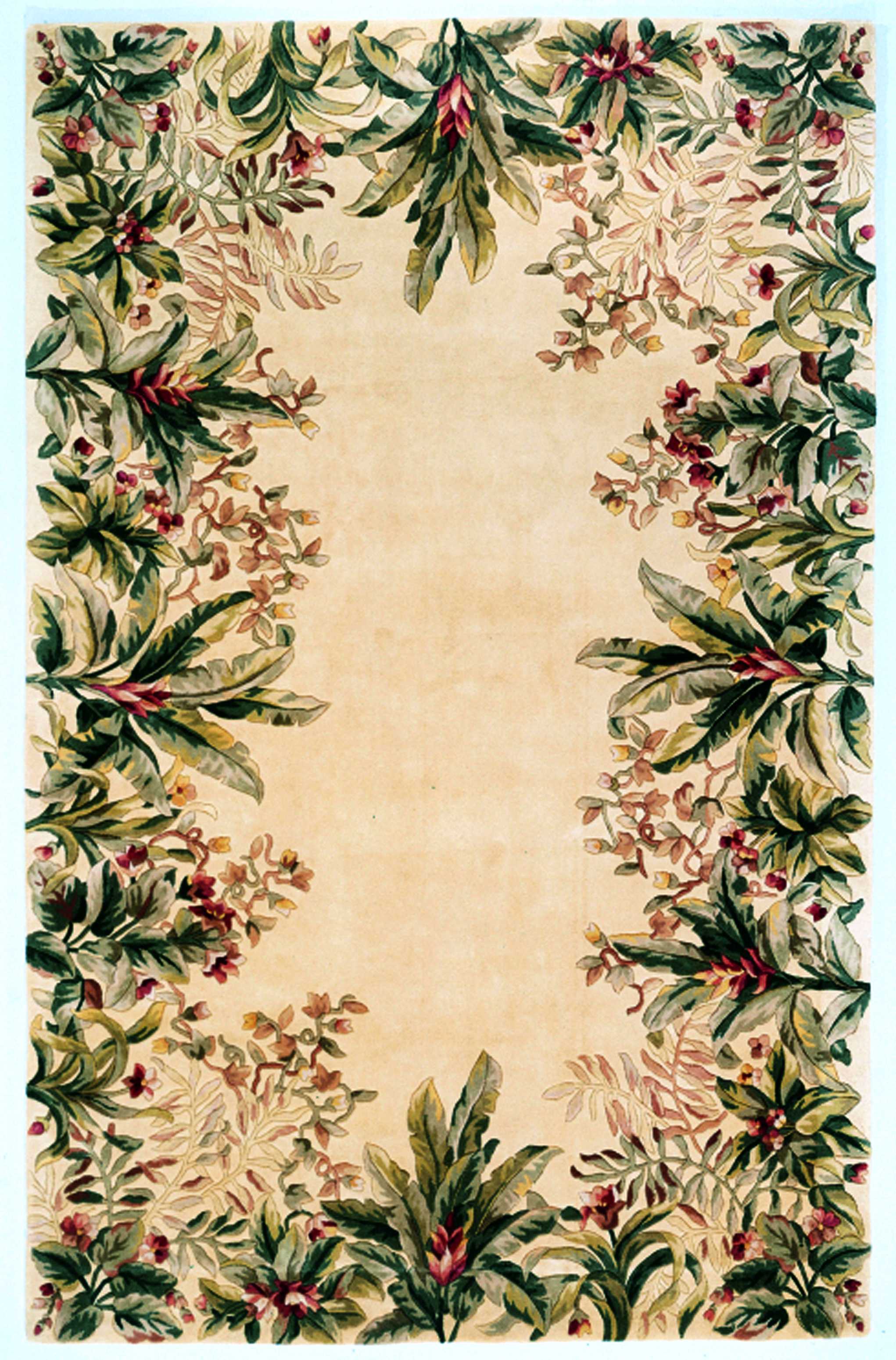 9' X 13' Ivory Wool Floral Hand Tufted Area Rug