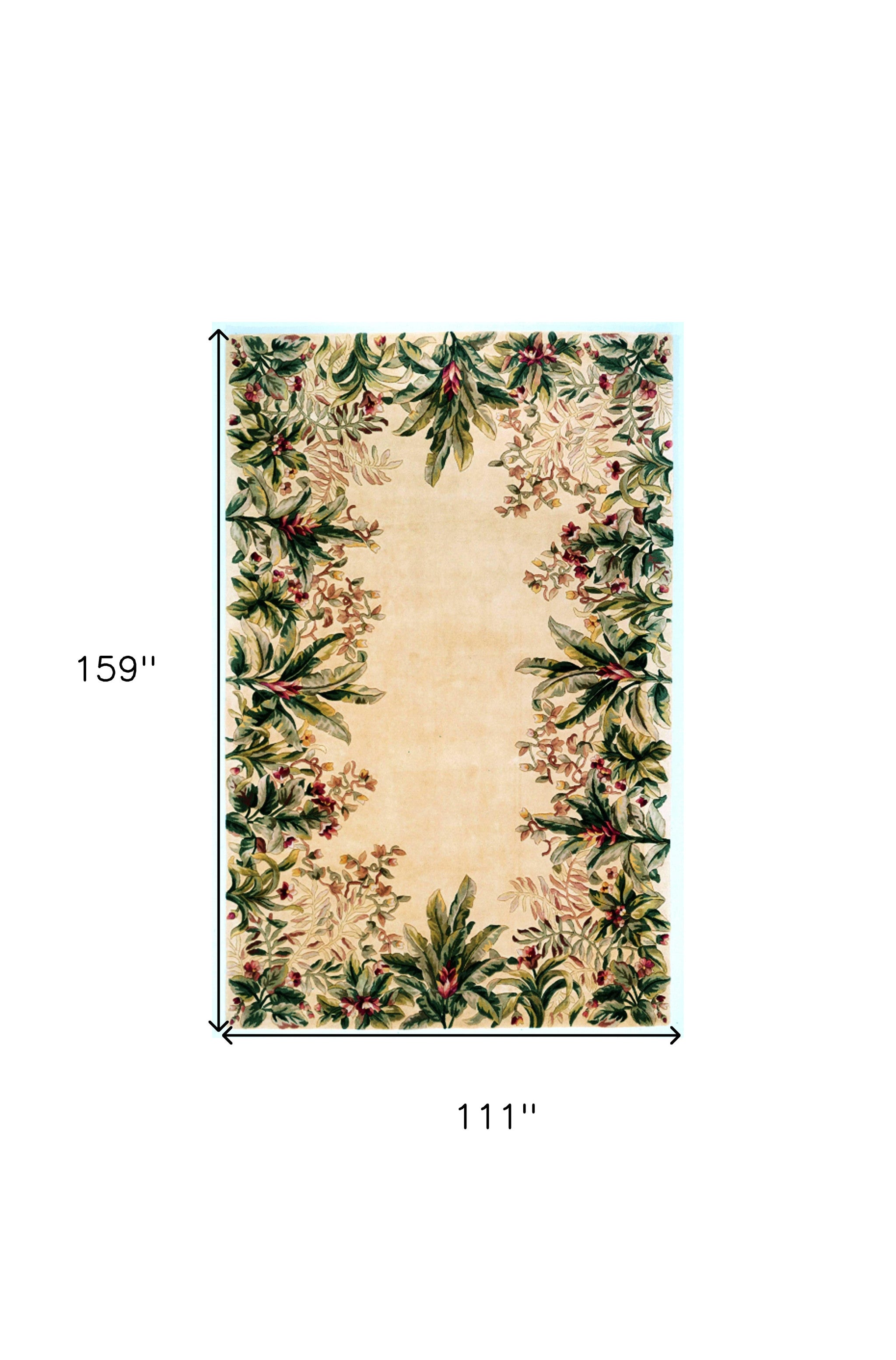 9' X 13' Ivory Wool Floral Hand Tufted Area Rug