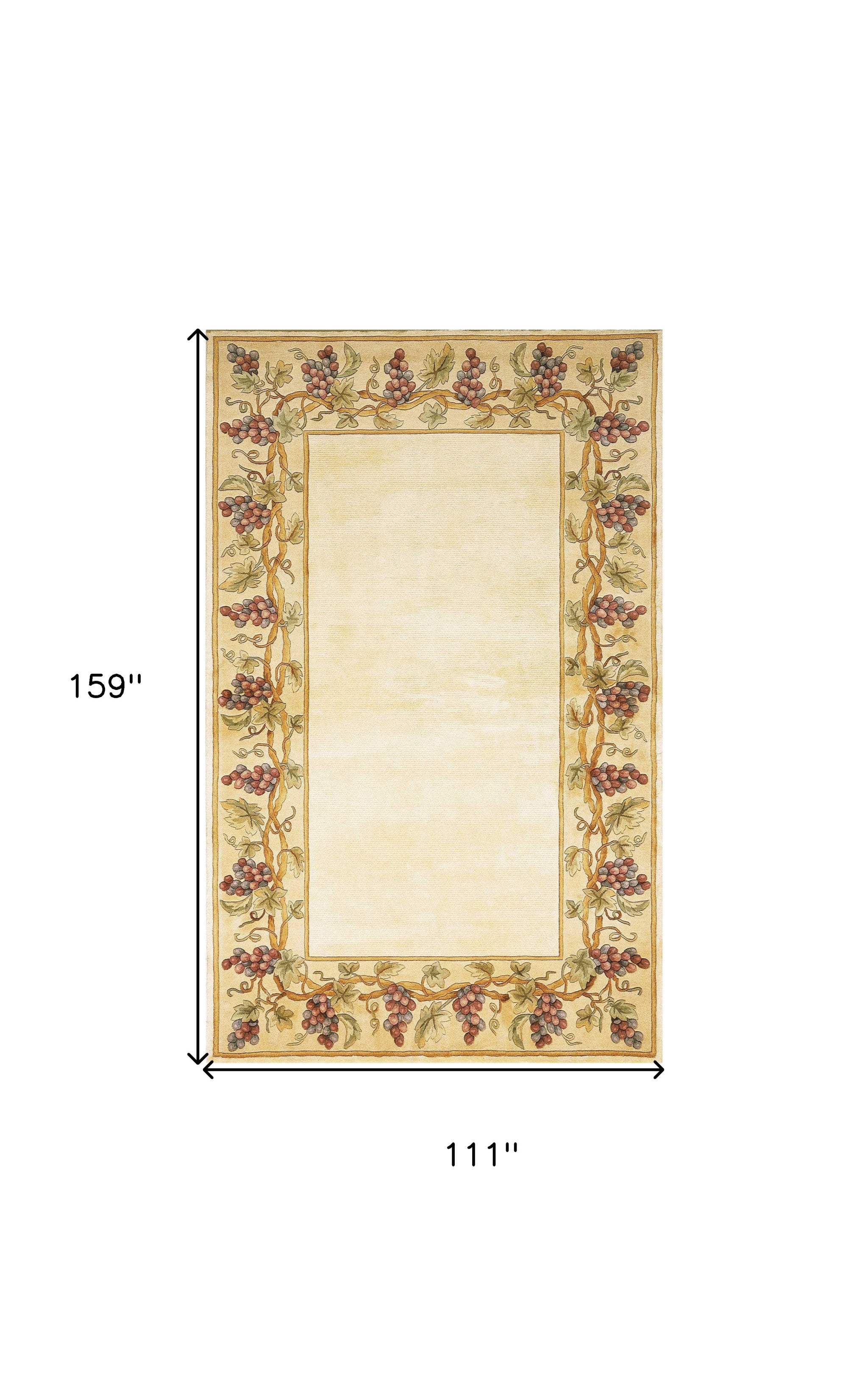 9' X 13' Ivory Wool Floral Hand Tufted Area Rug