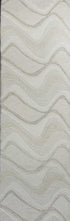 2' X 7' Ivory Abstract Waves Wool Runner Rug