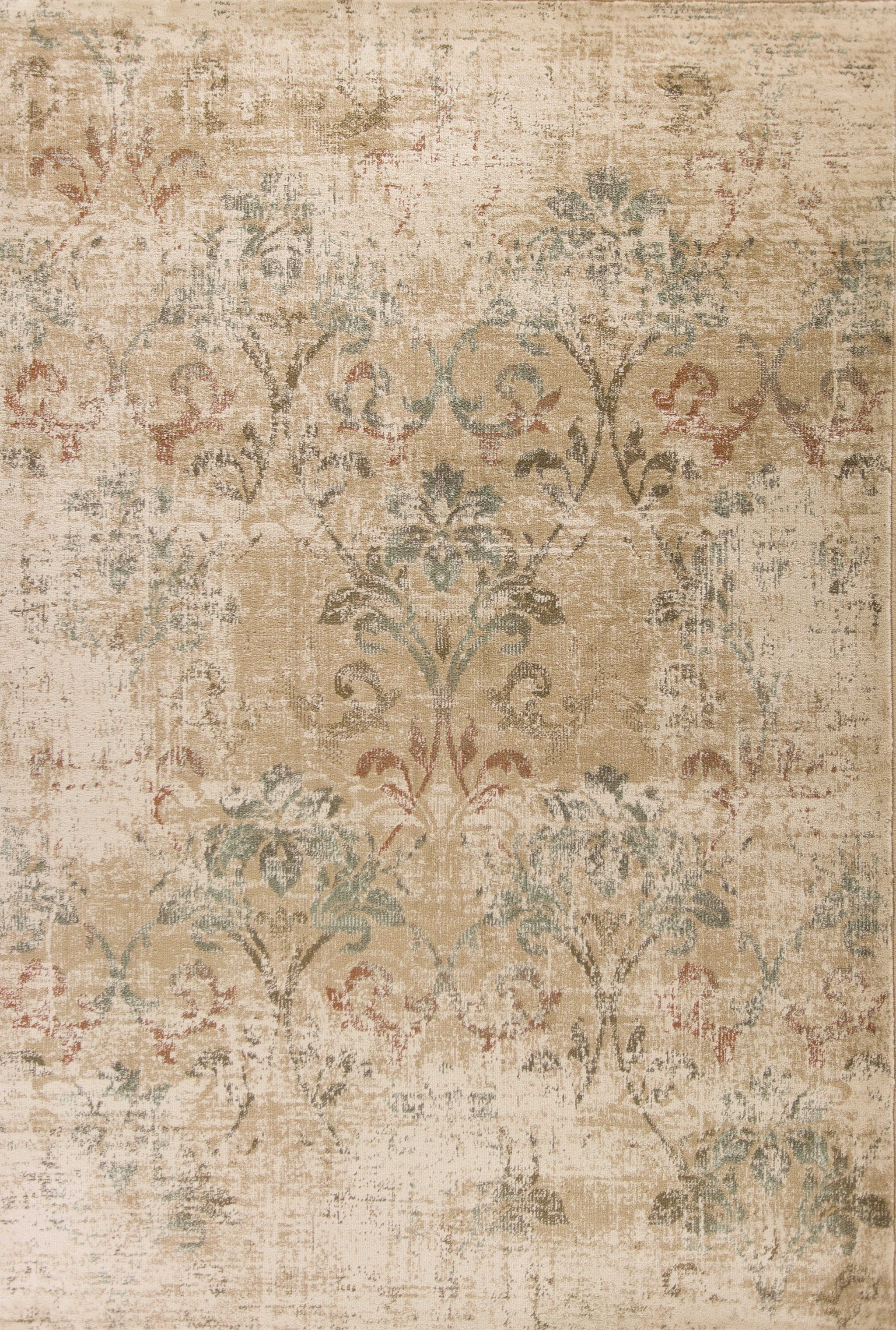 8'X11' Champagne Beige Machine Woven Damask Indoor Area Rug