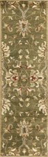 8' x 11' Green and Ivory Wool Floral Handmade Area Rug